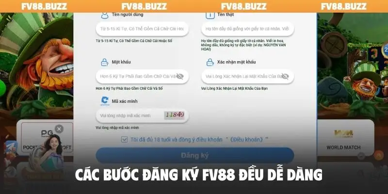 Các bước đăng ký FV88 đều dễ dàng