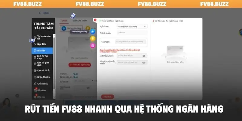 Rút tiền FV88 nhanh qua hệ thống ngân hàng
